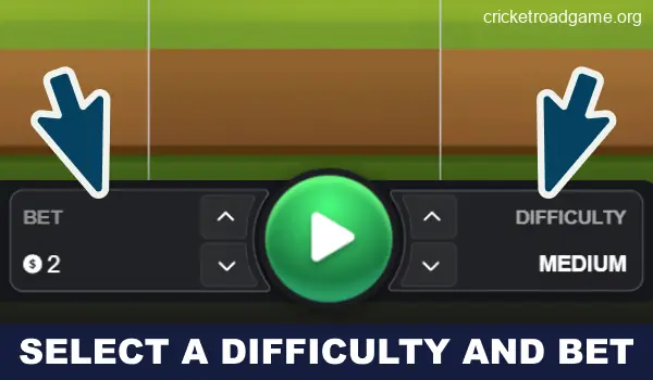 Select amount and difficulty in Cricket Road India